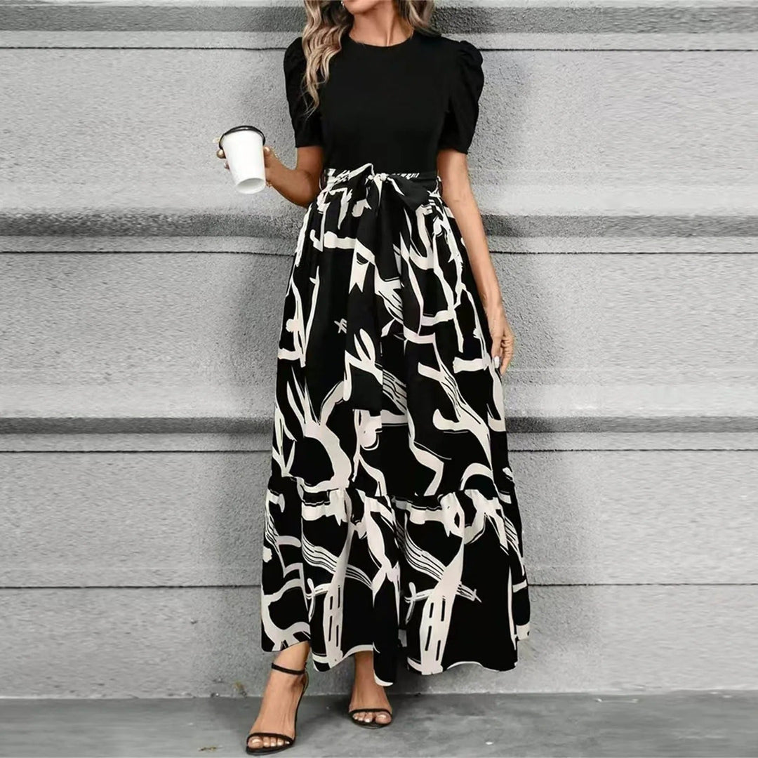 Sienna | Elegantes Maxikleid Sommer mit Botanischem Print & Taillenschnürung 2