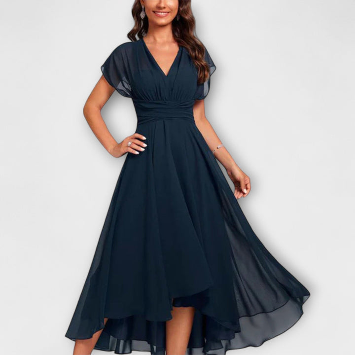 Sienna | Elegantes Midikleid Festlich mit V-Ausschnitt für Hochzeitsgast und Sommerkleider Midi 0