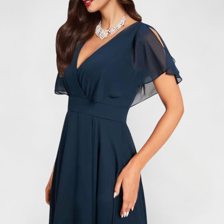 Sienna | Elegantes Midikleid Festlich mit V-Ausschnitt für Hochzeitsgast und Sommerkleider Midi 2