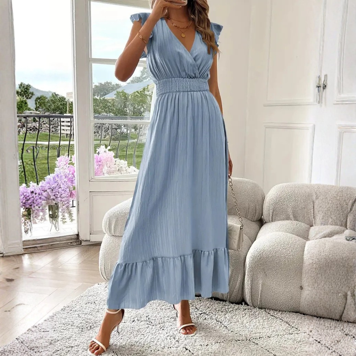 Sofia |  Elegantes Sommer Maxikleid mit V-Ausschnitt 12