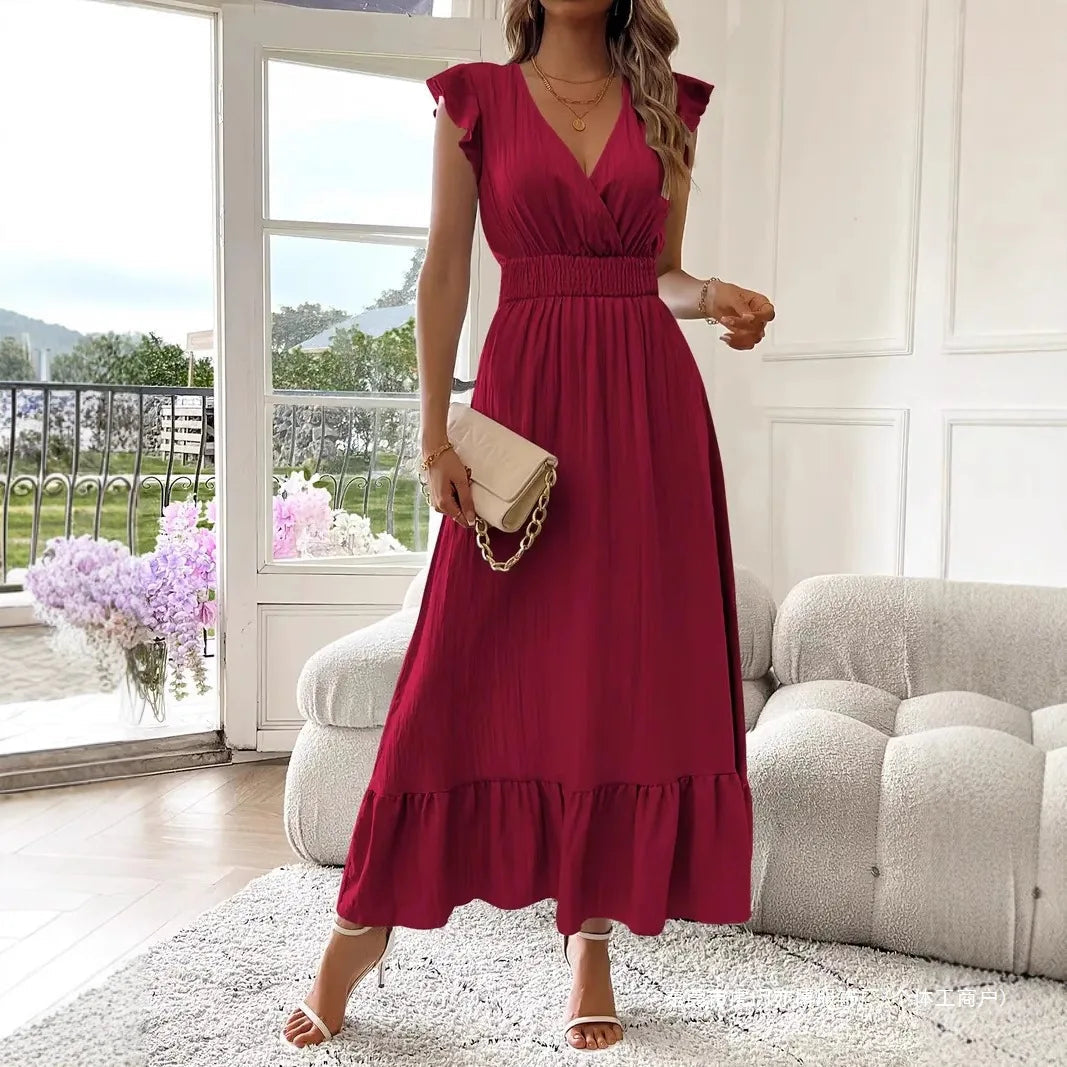 Sofia |  Elegantes Sommer Maxikleid mit V-Ausschnitt 6