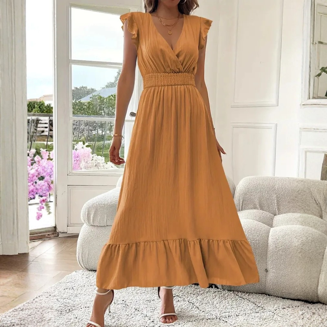 Sofia |  Elegantes Sommer Maxikleid mit V-Ausschnitt 8