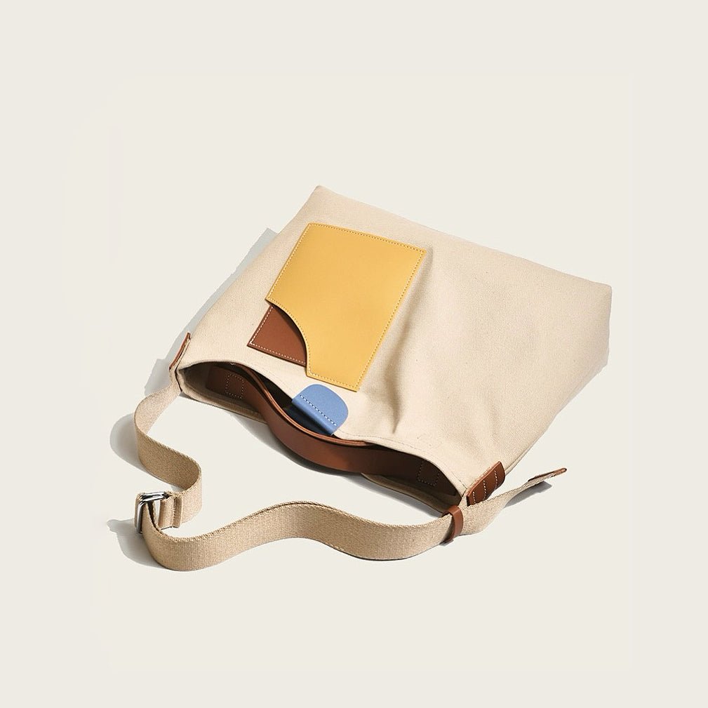 Sophia | Modernes Farbblock PU-Leder Canvas Tragetasche 1