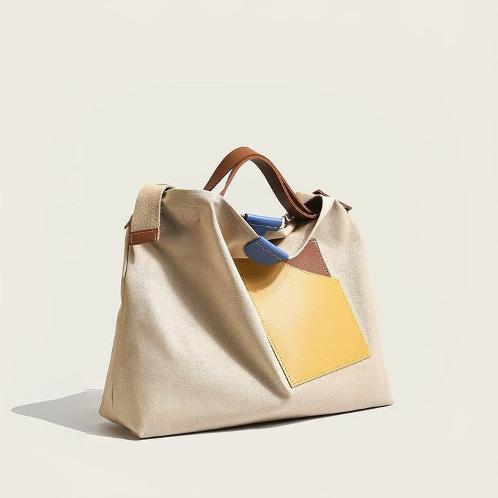 Sophia | Modernes Farbblock PU-Leder Canvas Tragetasche 2