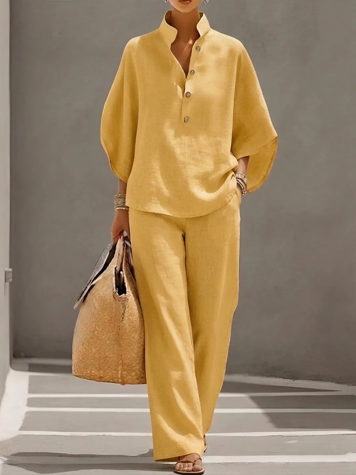 Sophie | Atmungsaktives, Elegantes Damen Set – Klassische Button-up-Bluse & Fließende Hose 6