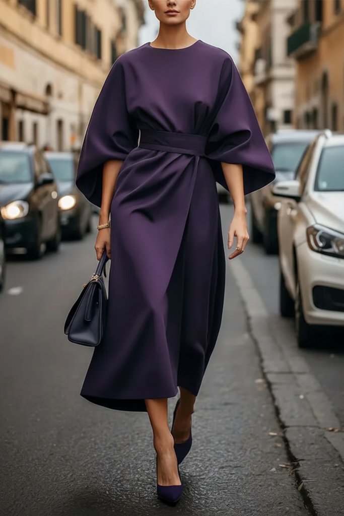 Sophie | Elegantes Midikleid mit Laternenärmeln und Wickelgürtel 4