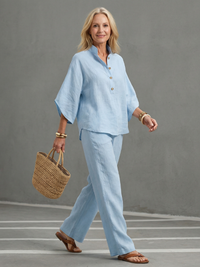 Emma | Elegantes Tunika-Set mit Knopfleiste und gerader Hose