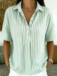 Nadine | Striped Women's Blouse with Collar and Half Button Placket