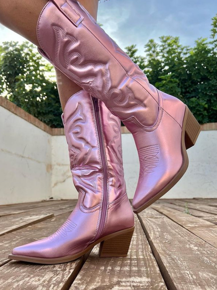 Stefanie | Elegante und bequeme Cowboystiefel in Metallic Optik 5