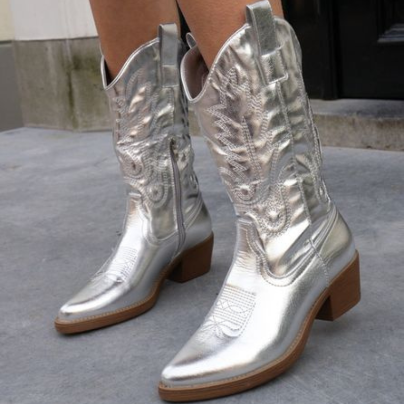 Stefanie | Elegante und bequeme Cowboystiefel in Metallic Optik 7