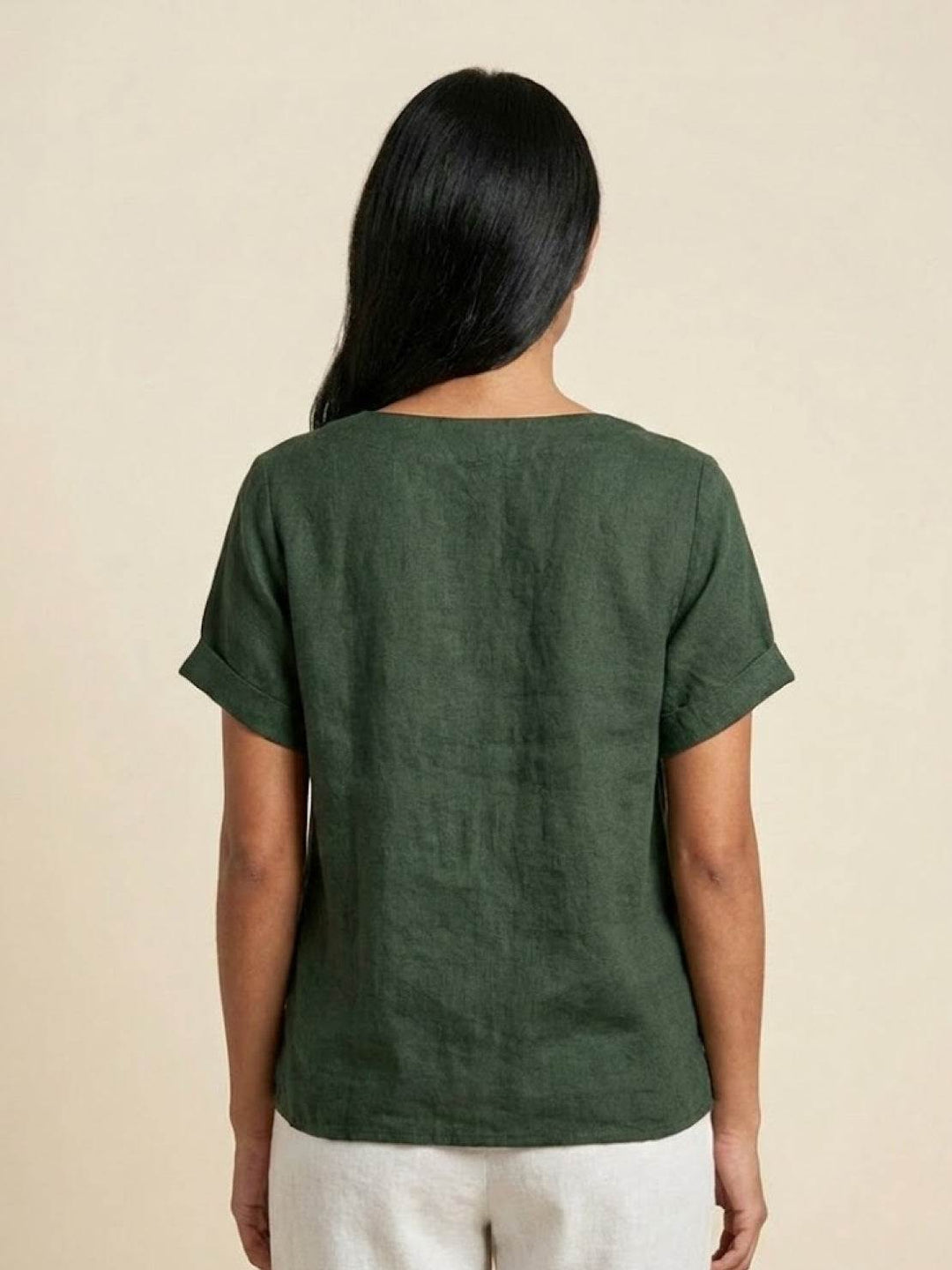 Taylor | Leinenbluse für Damen mit Rundhalsausschnitt und Knöpfen 3