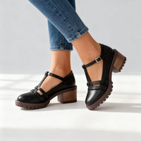 Anke | T-Strap Block Heel Loafer Elegant Comfortable Stylish