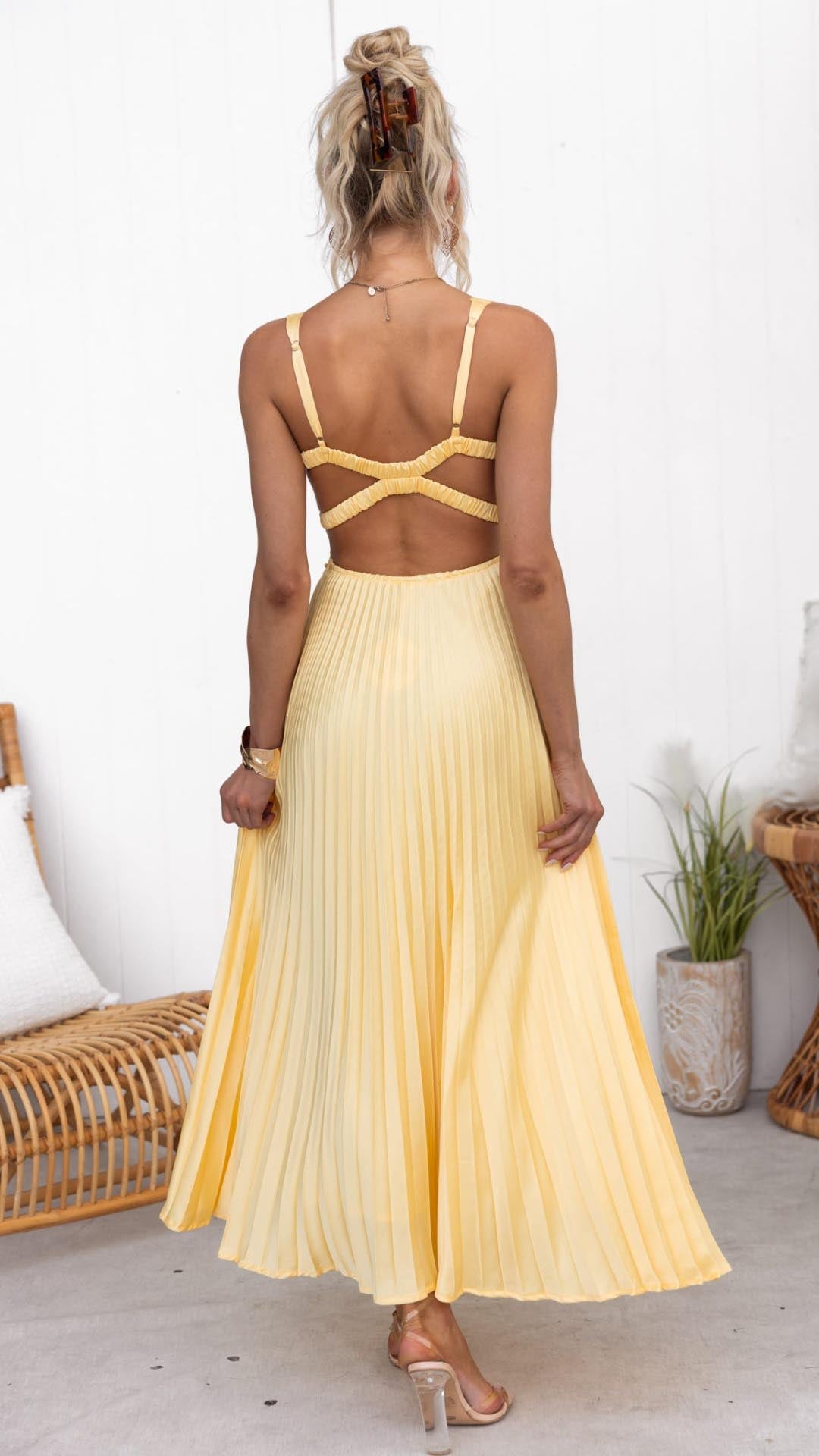 Valeria | Elegantes Maxikleid Sommer mit Fließendem Plissee-Design für Festliche Anlässe 4