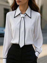 Isabella | Elegante Und Luftige Bluse Mit Kontrastbesatz Für Damen
