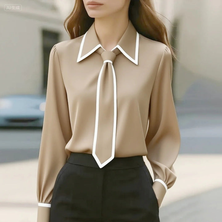 Victoria | Elegante und professionelle Bluse mit Kontrastbesatz 1