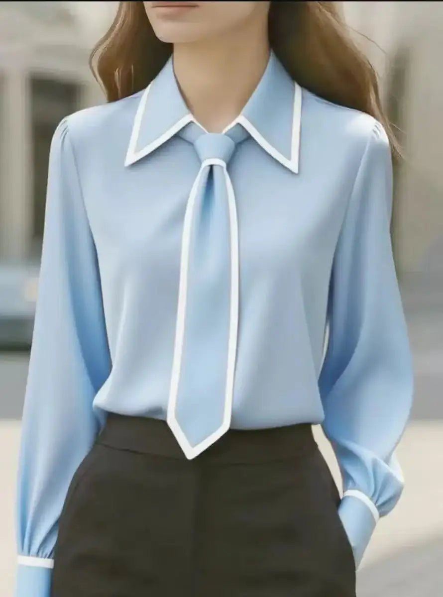 Victoria | Elegante und professionelle Bluse mit Kontrastbesatz 3