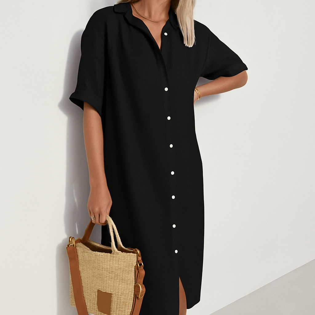 Viktoria | Elegantes, Luftiges Midi Hemdblusenkleid für Damen - Ideal als Kleid Hochzeitsgast 0