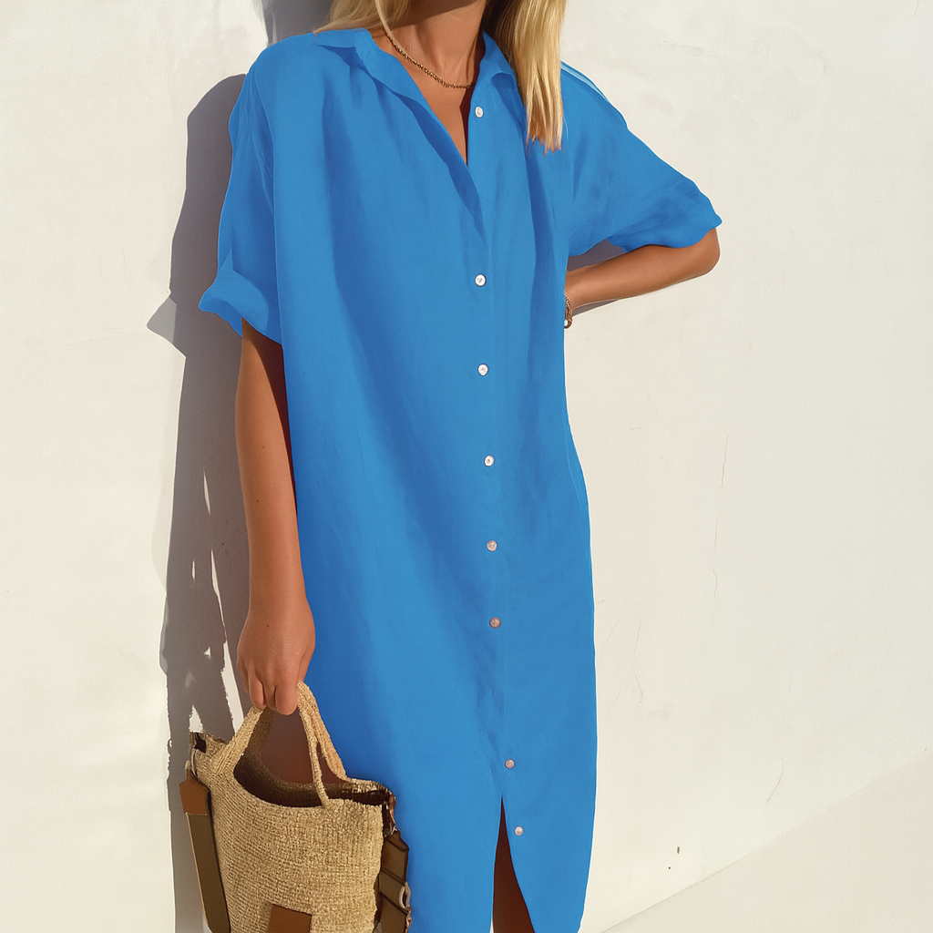 Viktoria | Elegantes, Luftiges Midi Hemdblusenkleid für Damen - Ideal als Kleid Hochzeitsgast 3