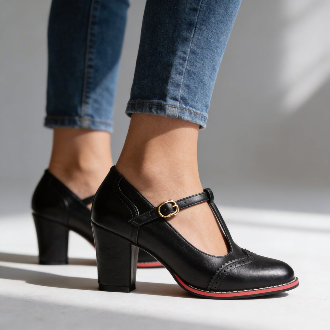 Violetta | Damen Schuhe Schuhe Damen T-Riemen Blockabsatz Elegant Bequem 0
