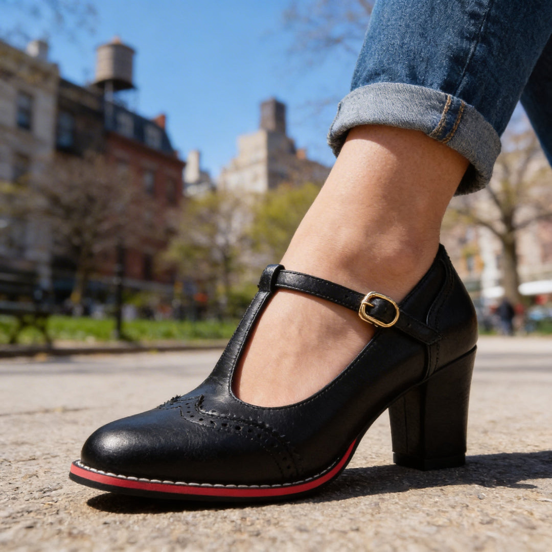 Violetta | Damen Schuhe Schuhe Damen T-Riemen Blockabsatz Elegant Bequem 5