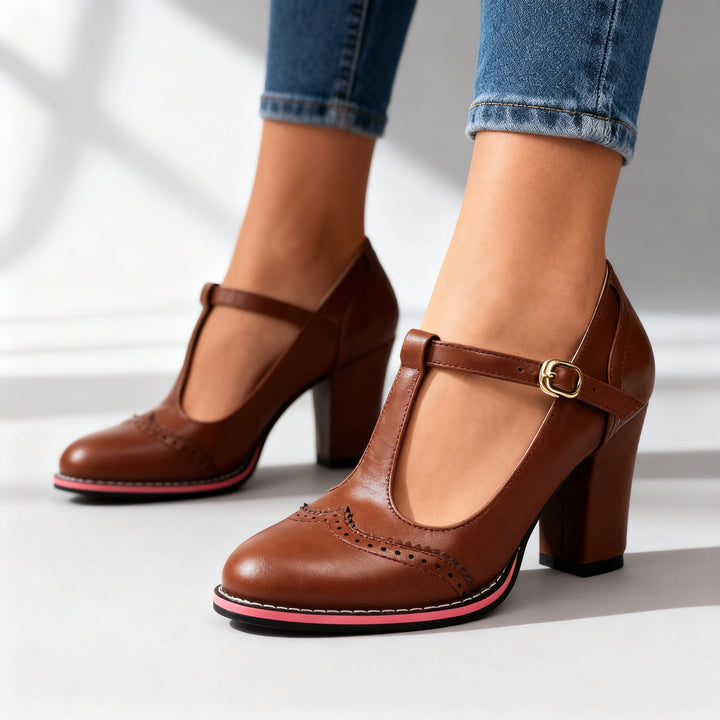 Violetta | Damen Schuhe Schuhe Damen T-Riemen Blockabsatz Elegant Bequem 7