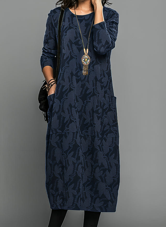 Viva | Elegantes Midi Kleid mit Rundhalsausschnitt und Seitentaschen 2