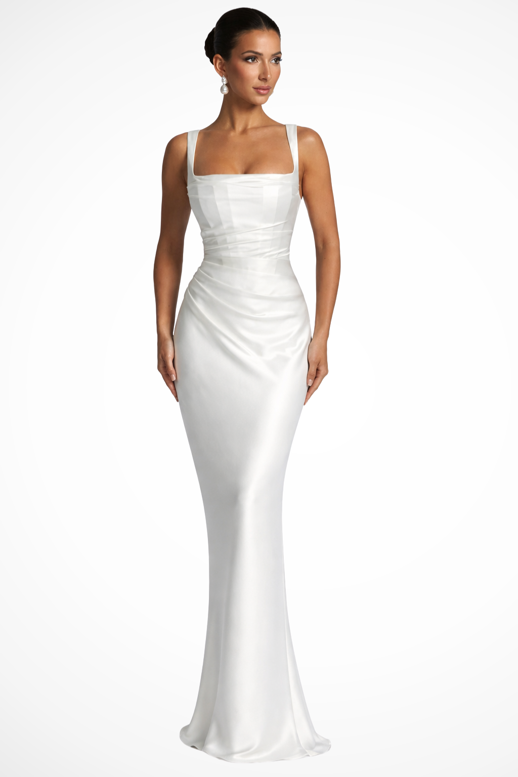 Vivia | Maxikleid Satin Quadratischer Ausschnitt Elegante Silhouette 4