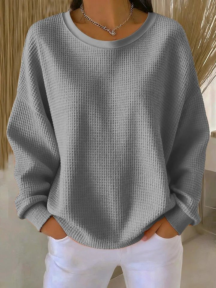 Willow | Damenpullover mit lockerer Passform und strukturierter Waffelstrickstruktur 2