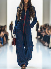 Mila | Eleganter Langarm-Jumpsuit mit weitem Bein