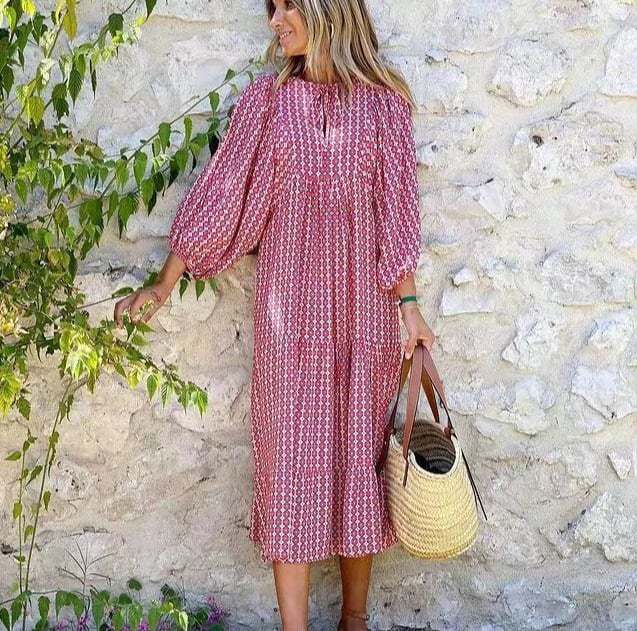 Zaria | Fließendes, Elegantes Boho Maxikleid mit Allover-Print für den Sommer 8