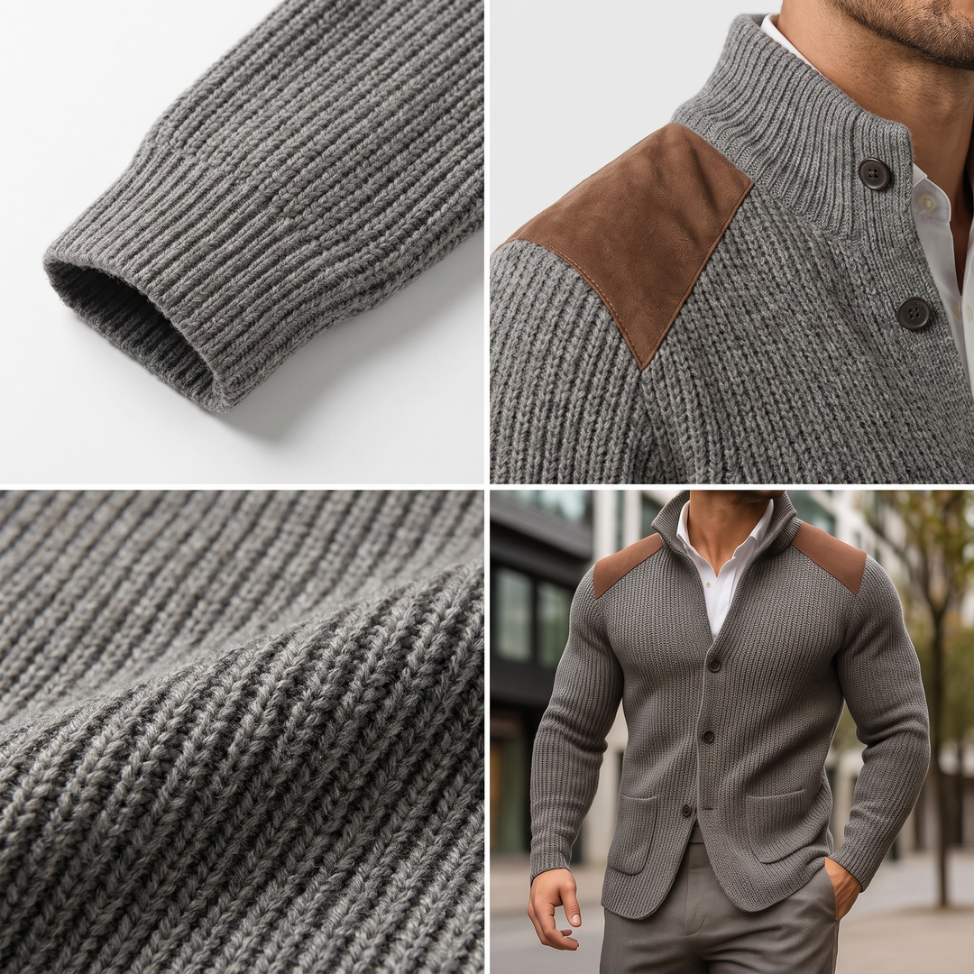 Davenport | Strickblazer mit Wildleder Akzenten