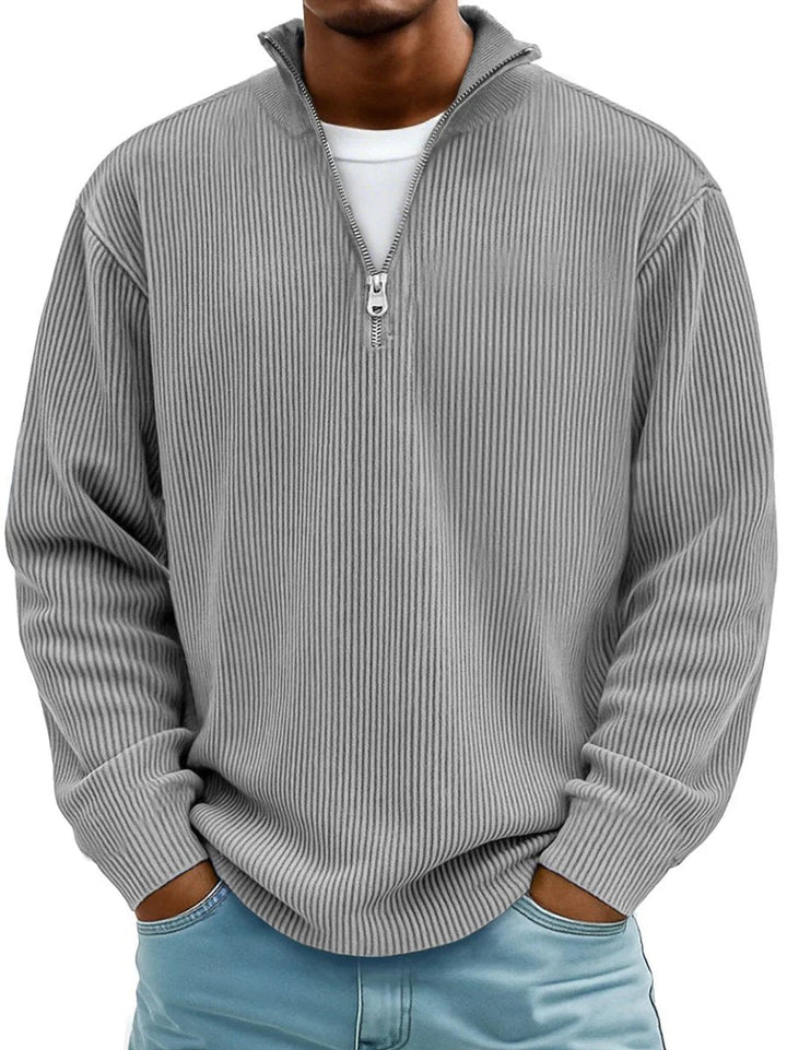 Tobias | Stilvoller Herren Rippstrickpullover Mit Quarter-Zip