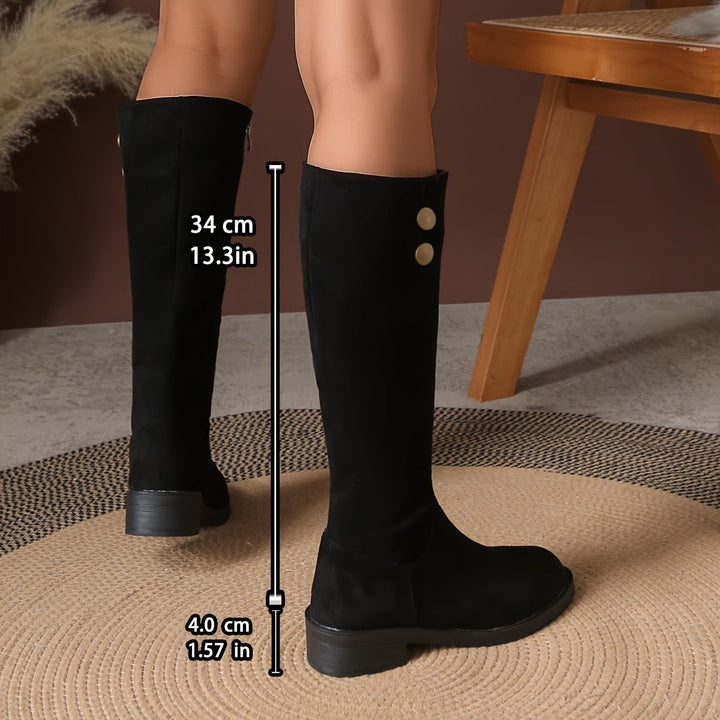 Marlene | Elegante kniehohe Stiefel mit Knopfdetails