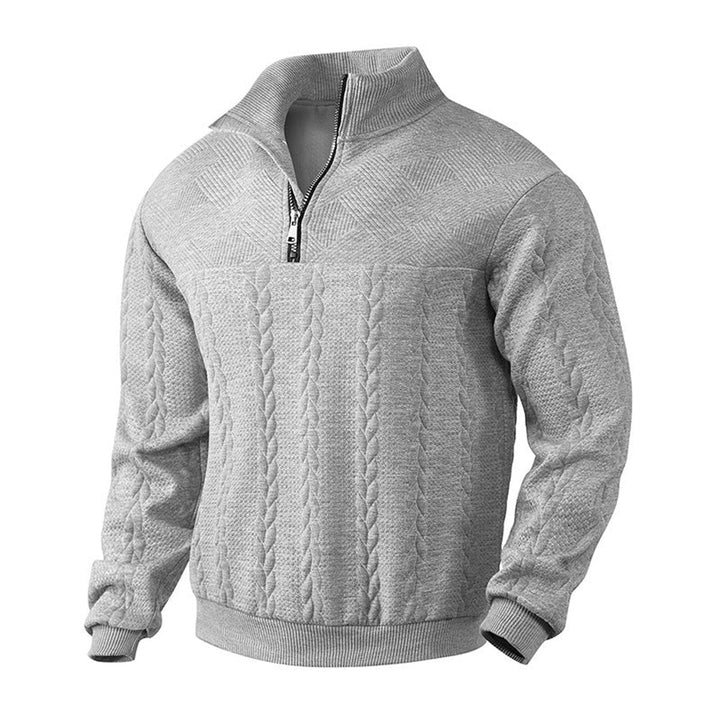 Julian | Klassischer Herren Zopfstrickpullover Mit Quarter-Zip