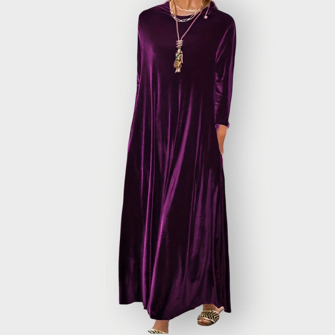Elisabeth | Samt Maxi-Kleid – Elegantes langärmliges Design für Frauen