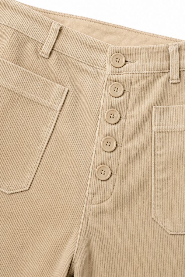 Wideluxe | High-Waisted Wide-Leg Trousers – Stretch Corduroy-Style für Damen