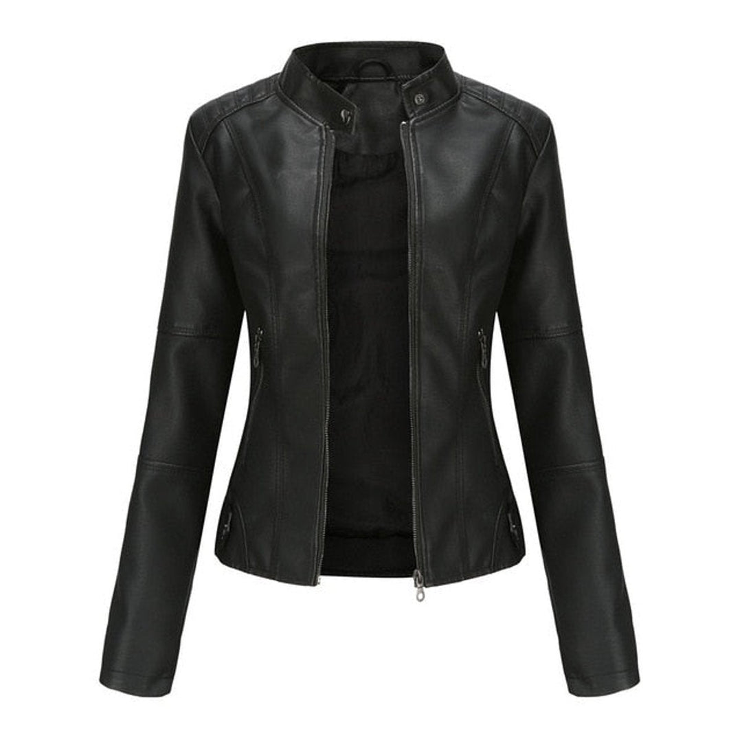 Florence | Cropped Faux Leather Jacket – Stylish Zip-Up for Women