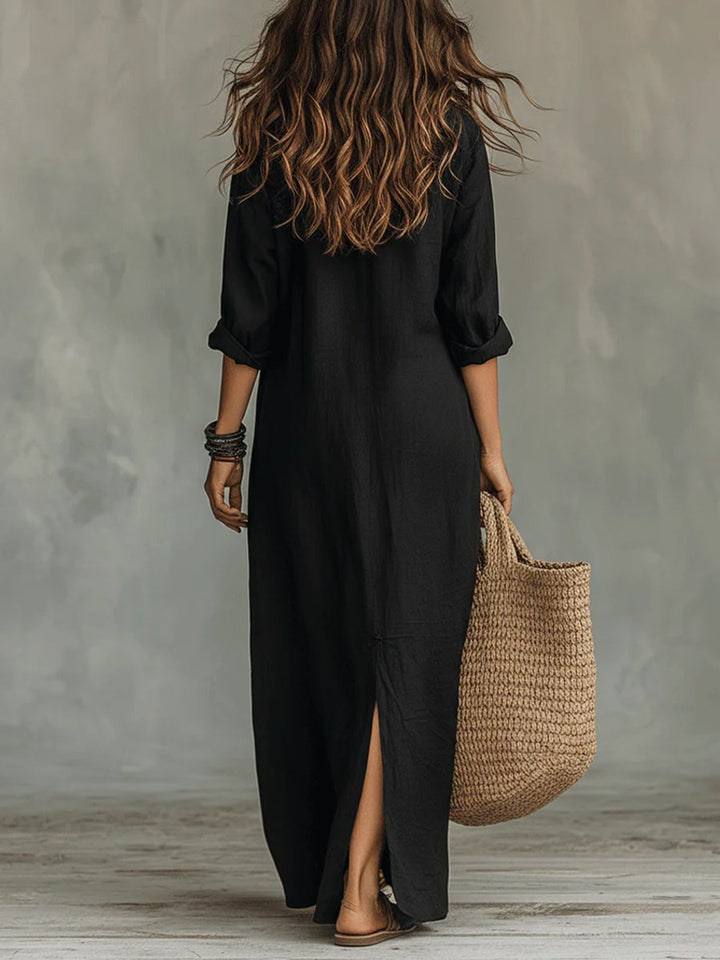 Clara | Elegantes Maxi-Hemdkleid mit langen Ärmeln