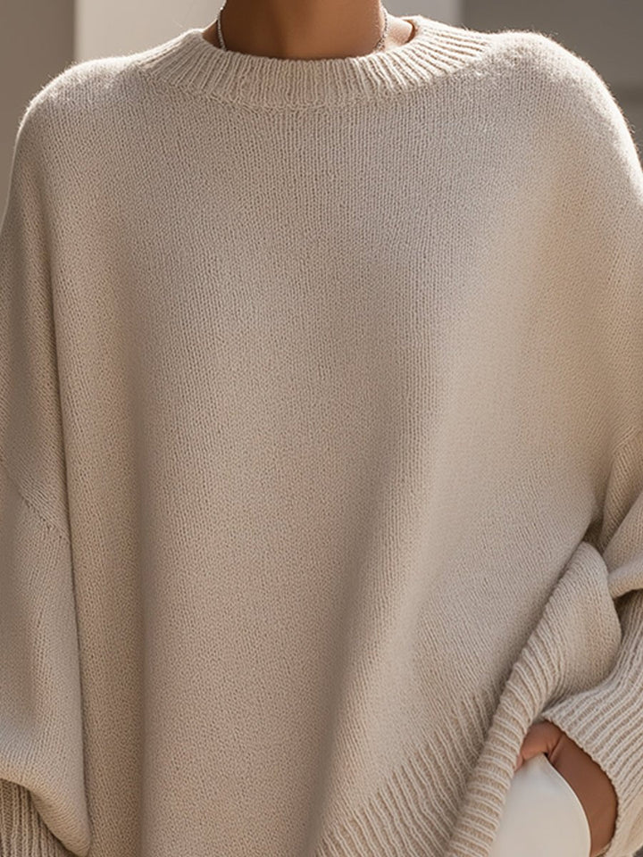 Hannah | Eleganter Oversized Damen Strickpullover Mit Fledermausärmeln