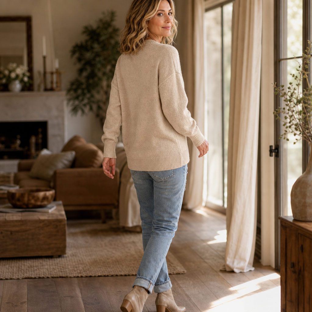 Braidenne | Strickpullover mit geflochtenen Kordeln und Knöpfen