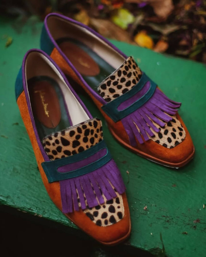 Rebecca | Ausdrucksstarke Animal-Print Loafer Mit Dekorativen Fransen