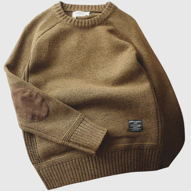 Lukas | Klassischer Herren Strickpullover Mit Ellbogen-Patches