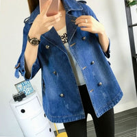 Selina | Modern denim poncho with double-breasted buttons