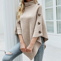 Leonie | Eleganter Strickpullover im Poncho-Stil mit Rollkragen