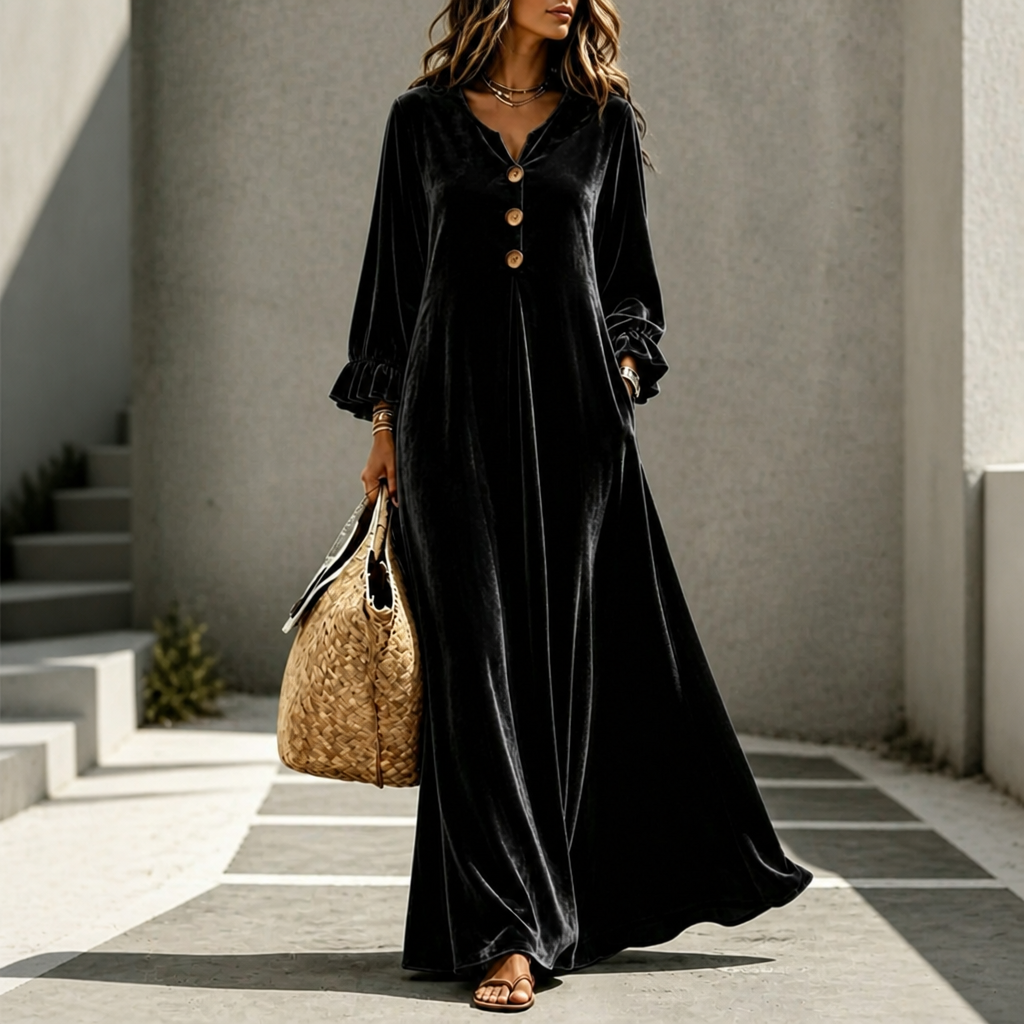 Veloura | Ruffled Sleeve Maxi Dress – Elegantes Design für Frauen