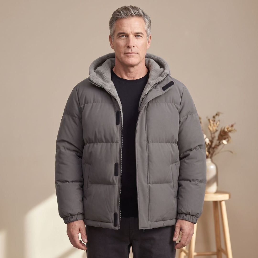 Leon | Herren Pufferjacke mit Fleece-Kapuze – Winter Style