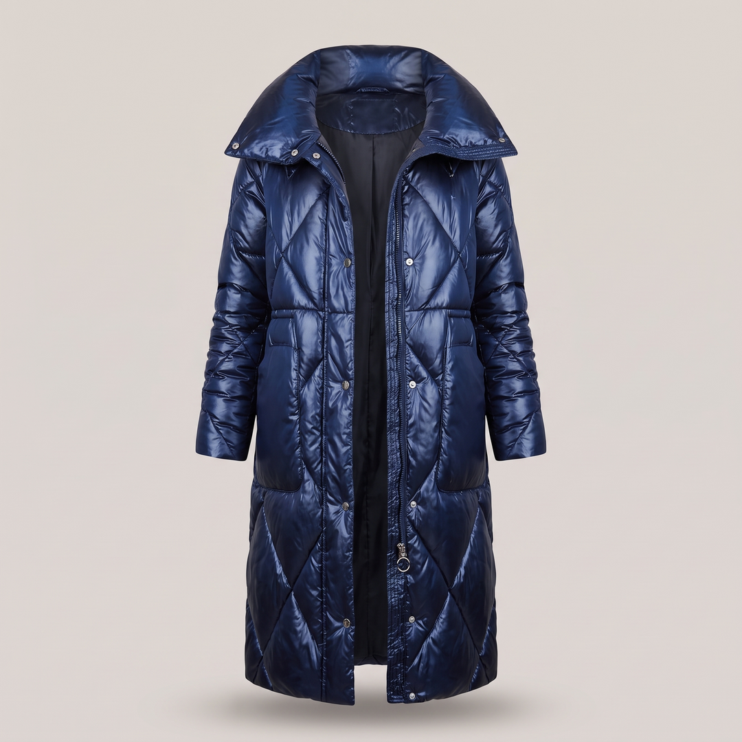 Liora | Longline Quilted Winter Coat – Elegant Hooded Shape für Frauen