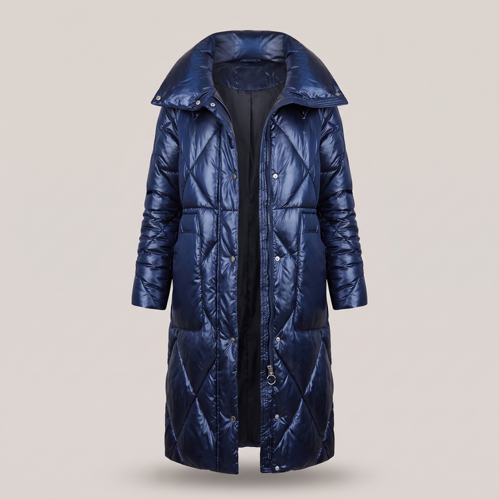 Liora | Longline Quilted Winter Coat – Elegant Hooded Shape für Frauen