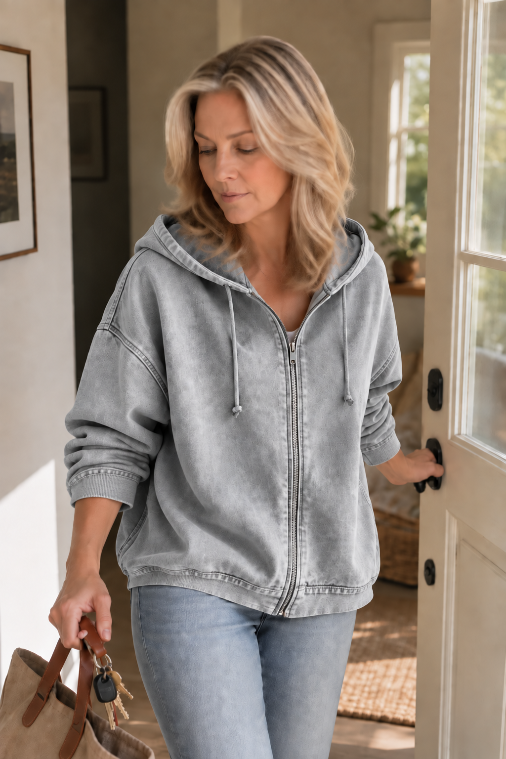 Rethread | Washed Relaxed Zip-Up Hoodie – Bequeme Schnittform für Frauen