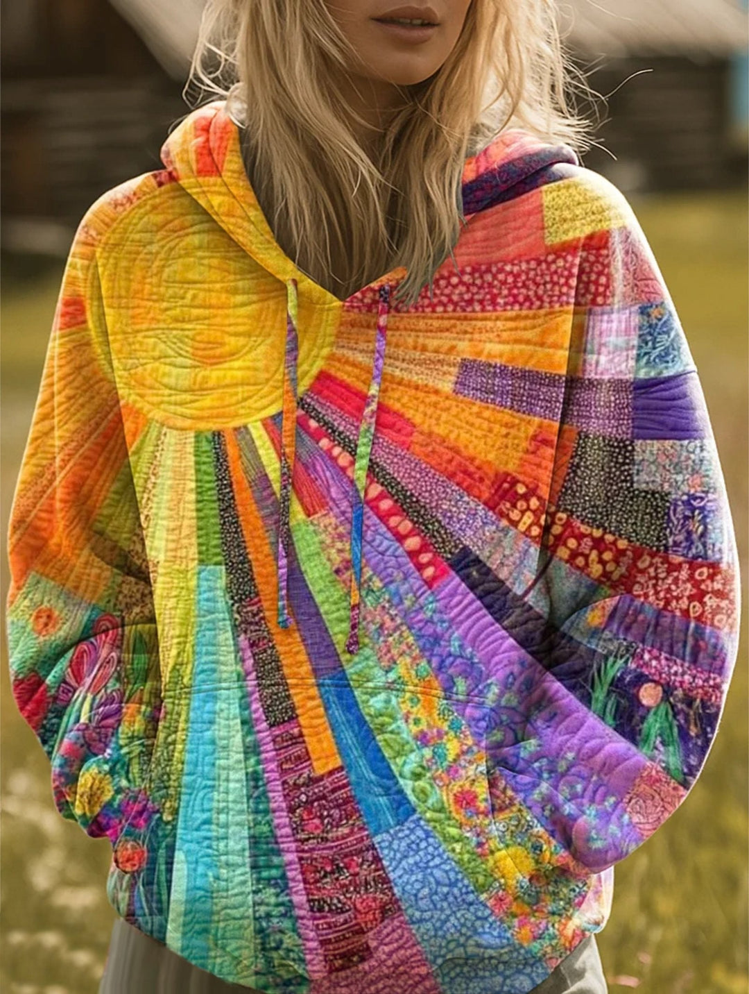 Laura | Patchwork Hoodie for Women – Bohemian Style